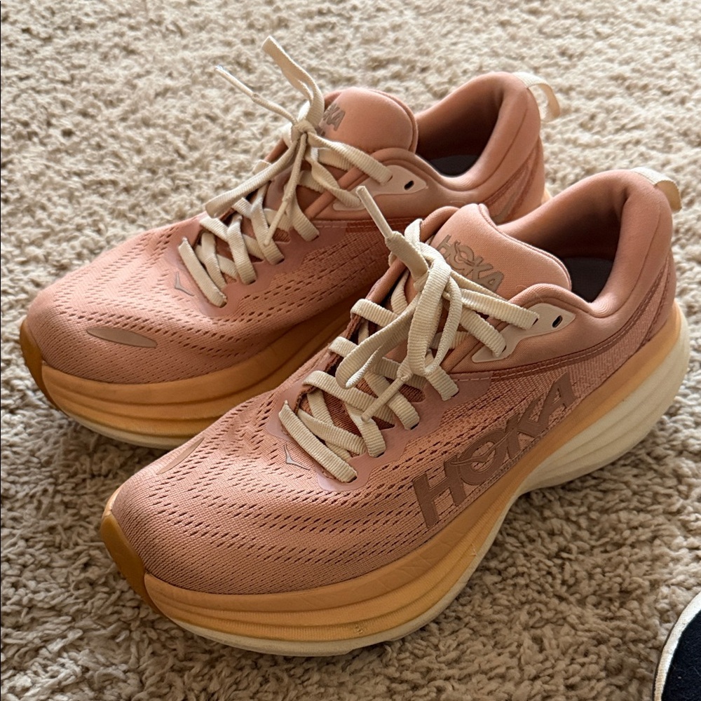 Hoka Women's Peach and Cream Athletic Shoes